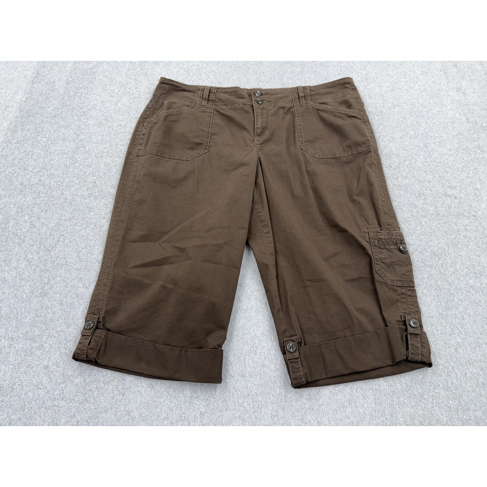 Sonoma Pants Womens 16 Brown Cargo Capri Hiking Gorpcore Outdoors Roll Tab Hem